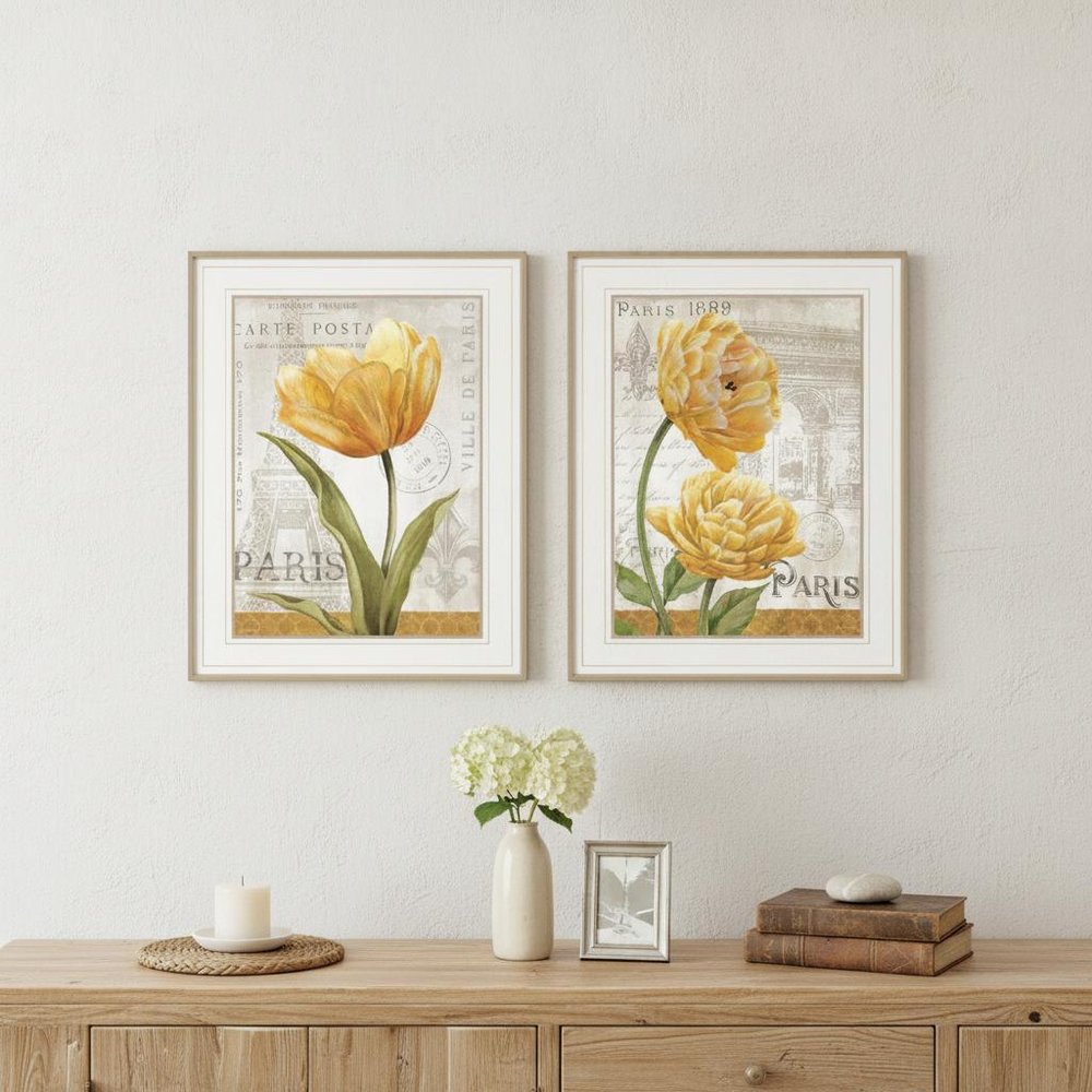 Set Of Two Paris 1 White Framed Print Wall Art
