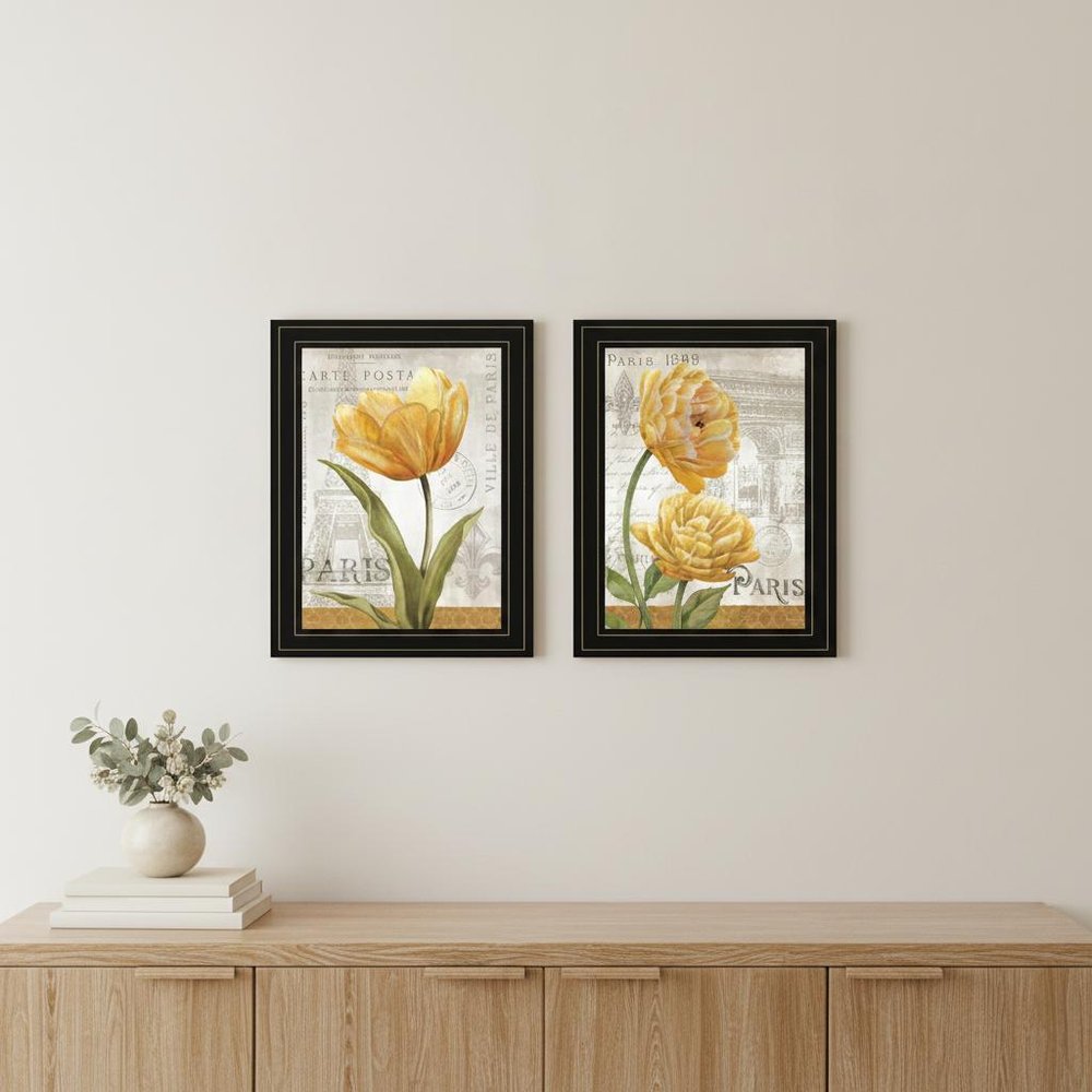 Set Of Two Paris 2 Black Framed Print Wall Art
