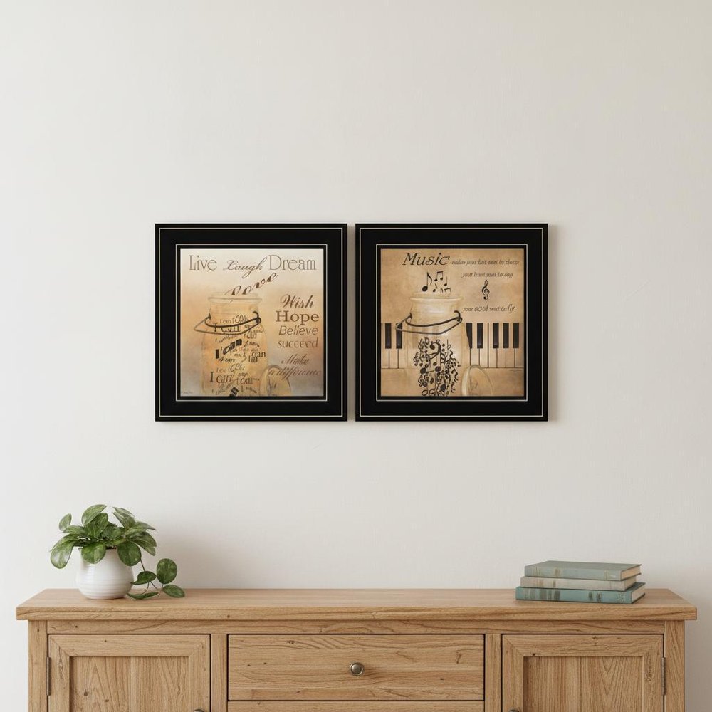 Set Of Two Music 2 Black Framed Print Wall Art