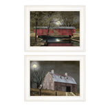 Set Of Two Midnight Moon 1 White Framed Print Wall Art