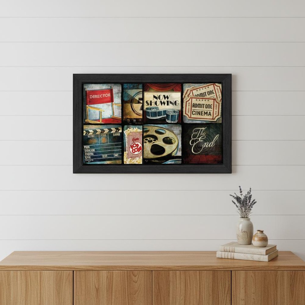 Set Of Two At The Movies 2 Black Framed Print Wall Art