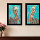 Set Of Two Pelicans Teal Black Framed Print Wall Art