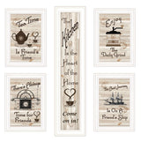 Set Of Five Kitchen Friendship 5 White Framed Print Kitchen Wall Art