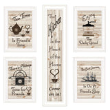 Set Of Five Kitchen Friendship 5 White Framed Print Kitchen Wall Art