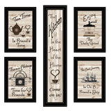 Set Of Five Kitchen Friendship Black Framed Print Kitchen Wall Art