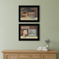 Set Of Two Hot Bath or Clean Towels 2 Black Framed Print Bathroom Wall Art