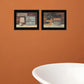 Set Of Two Hot Bath or Clean Towels 2 Black Framed Print Bathroom Wall Art