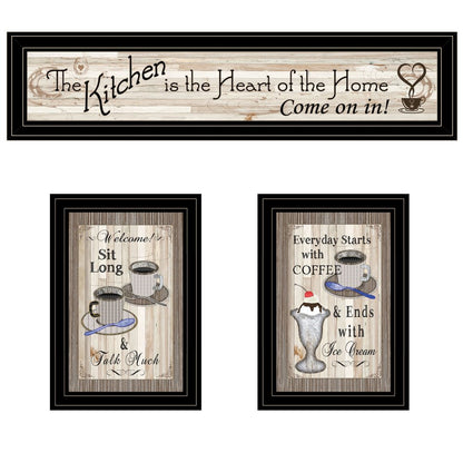Set Of Three Kitchen Come In Black Framed Print Kitchen Wall Art