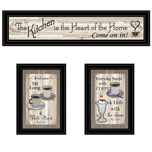 Set Of Three Kitchen Come In Black Framed Print Kitchen Wall Art