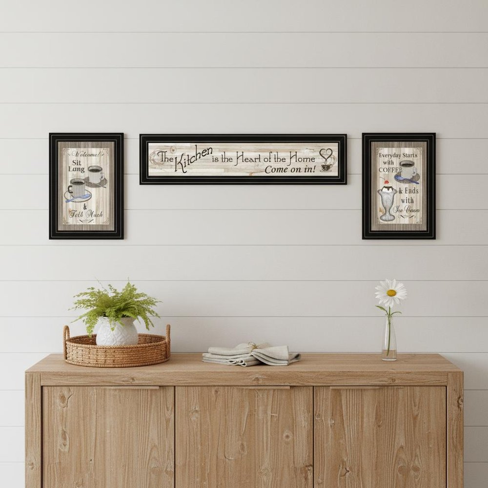 Set Of Three Kitchen Come In Black Framed Print Kitchen Wall Art