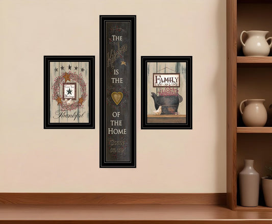 Set Of Three The Primitive Kitchen Black Framed Print Kitchen Wall Art