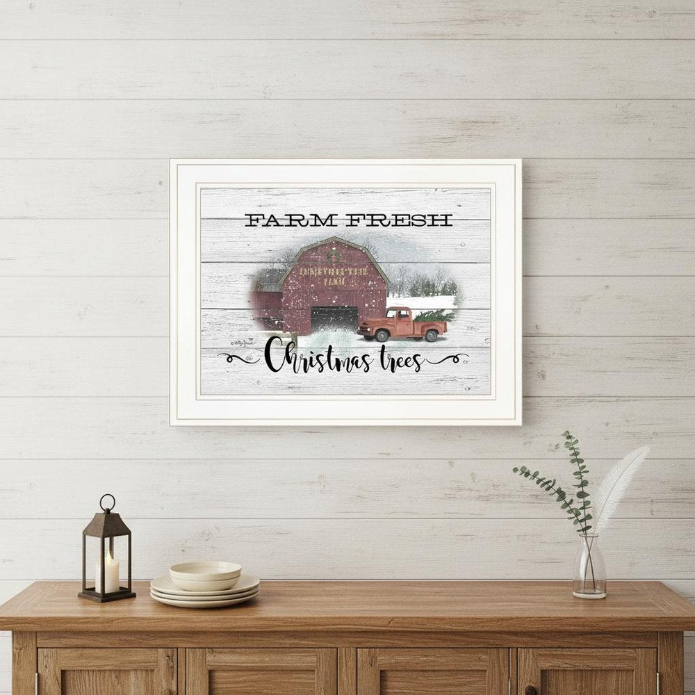 Farm Fresh Christmas Trees 2 White Framed Print Wall Art