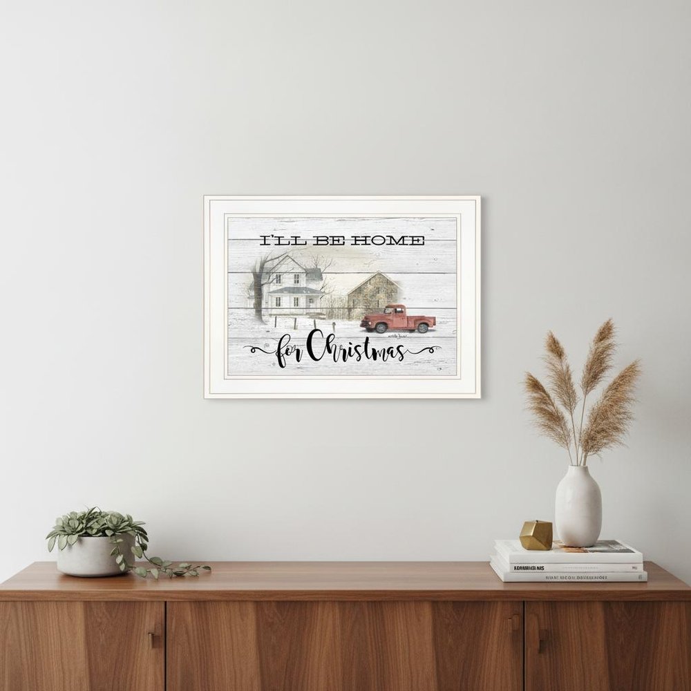 Ill be home for Christmas 2 White Framed Print Wall Art
