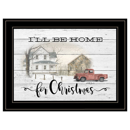 Home for Christmas Black Framed Print Wall Art