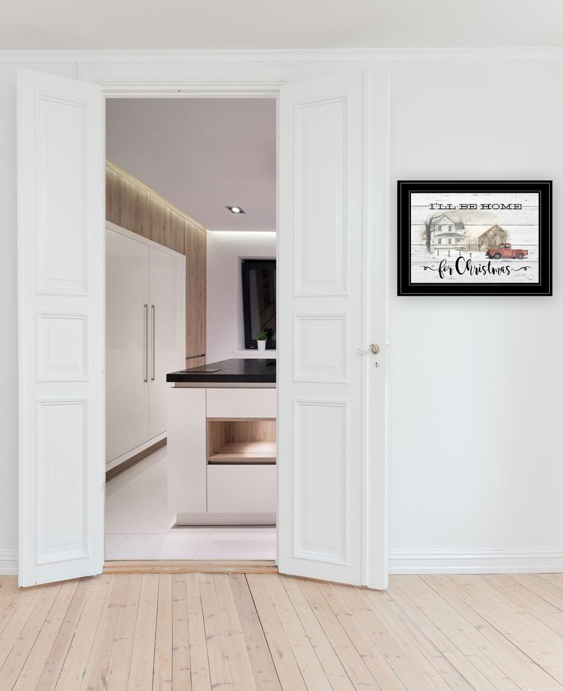 Home for Christmas Black Framed Print Wall Art
