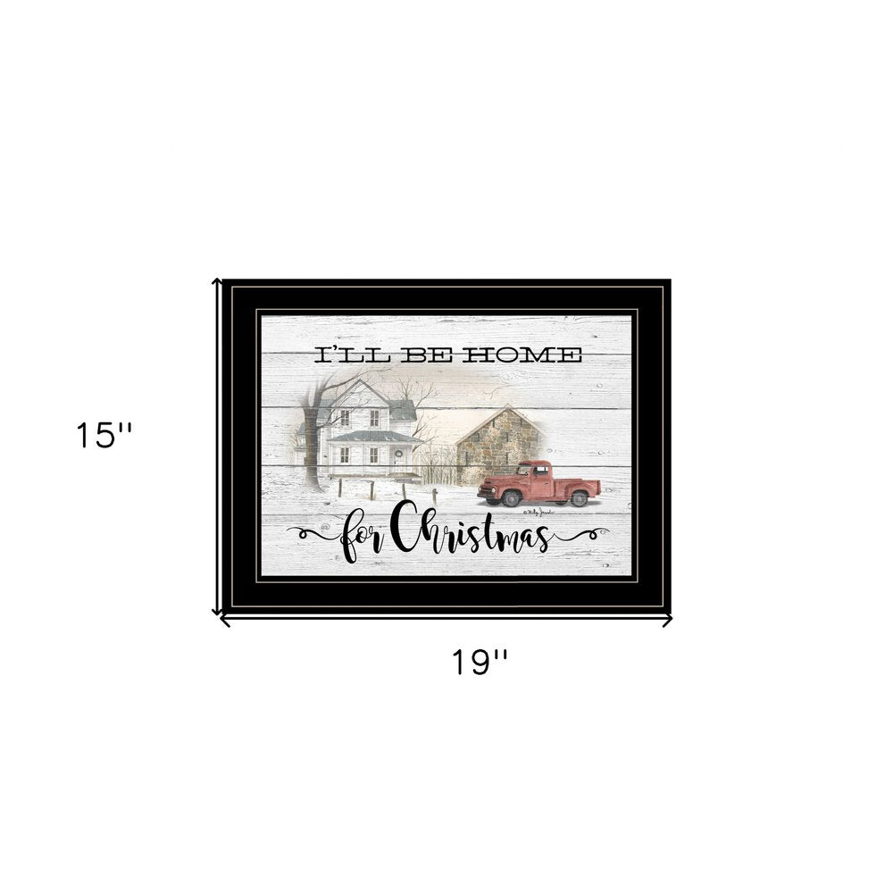 Home for Christmas Black Framed Print Wall Art