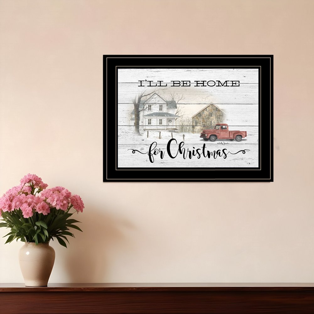 Home for Christmas Black Framed Print Wall Art