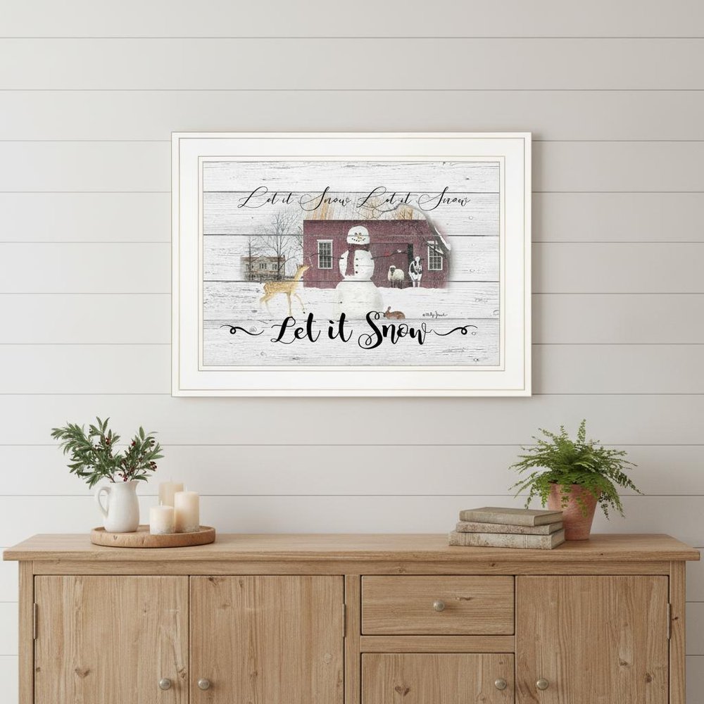 Let It Snow 2 White Framed Print Wall Art