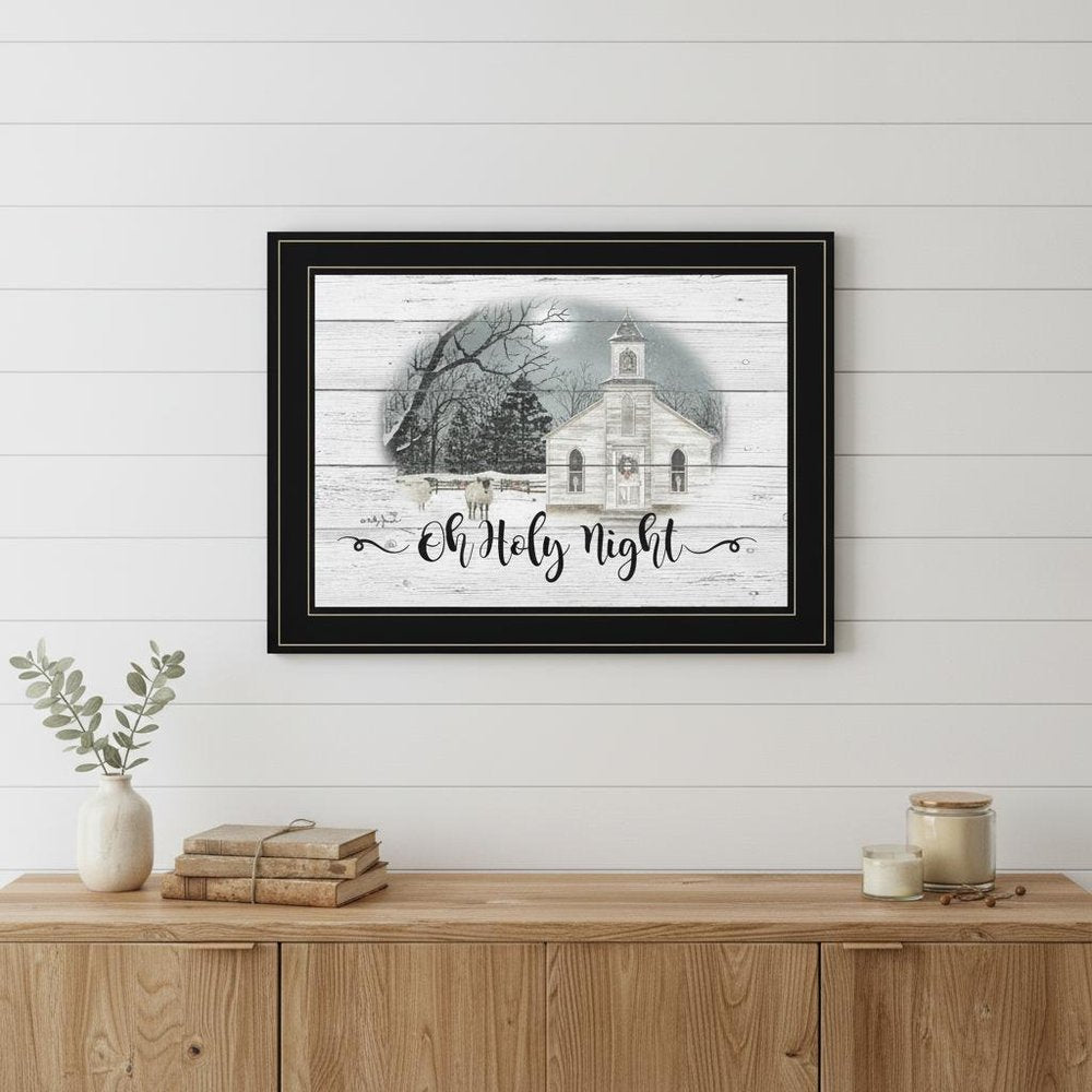 OH HOLY Night 3 Black Framed Print Wall Art