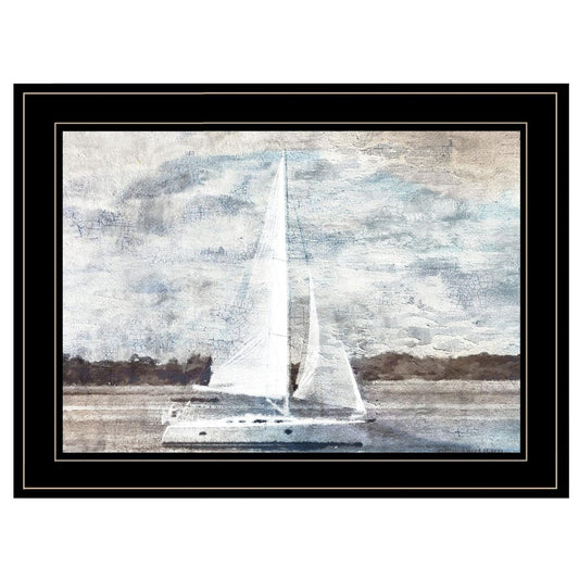 Sailboat on Water Black Framed Print Wall Art