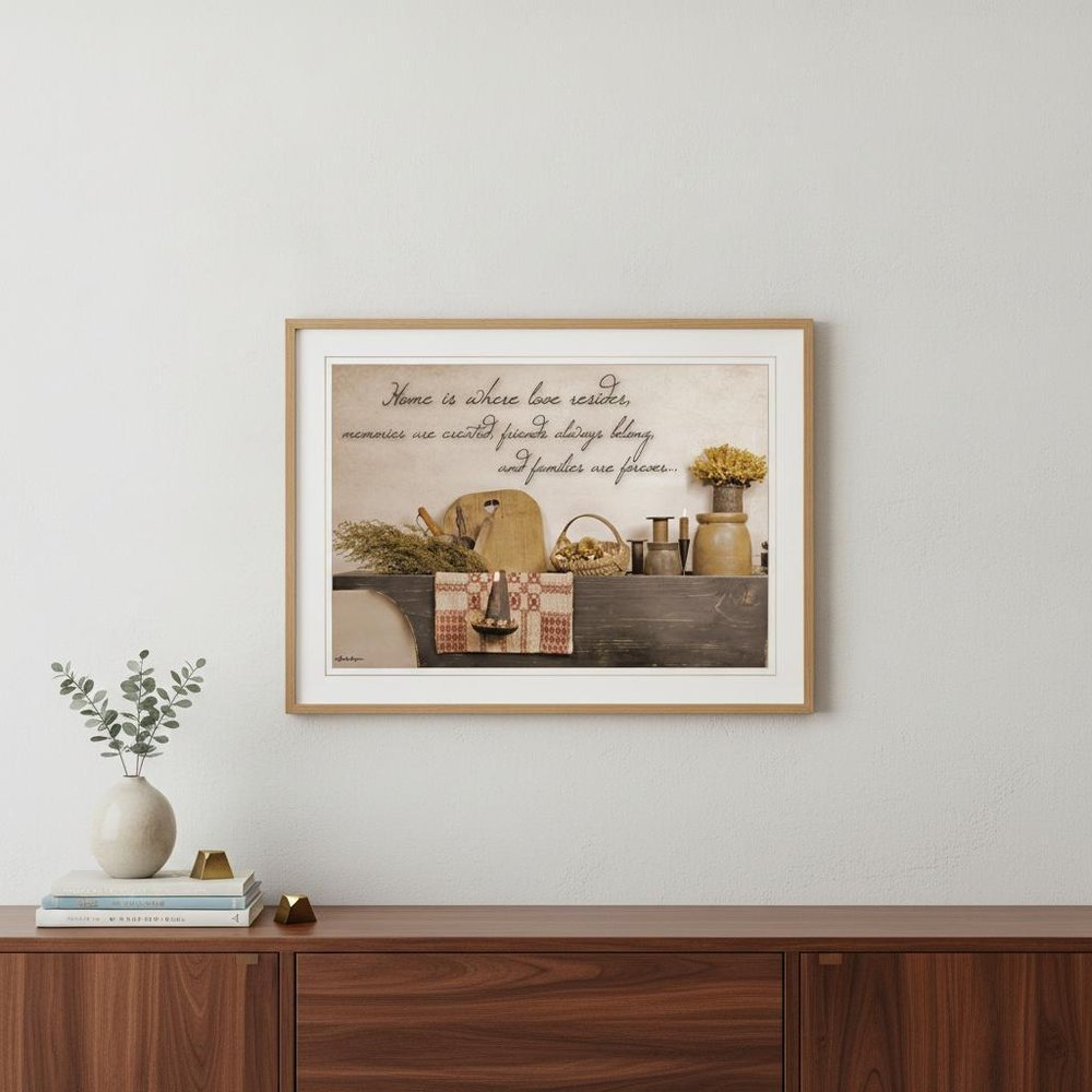 Home is Where Love Resides 1 White Framed Print Kitchen Wall Art