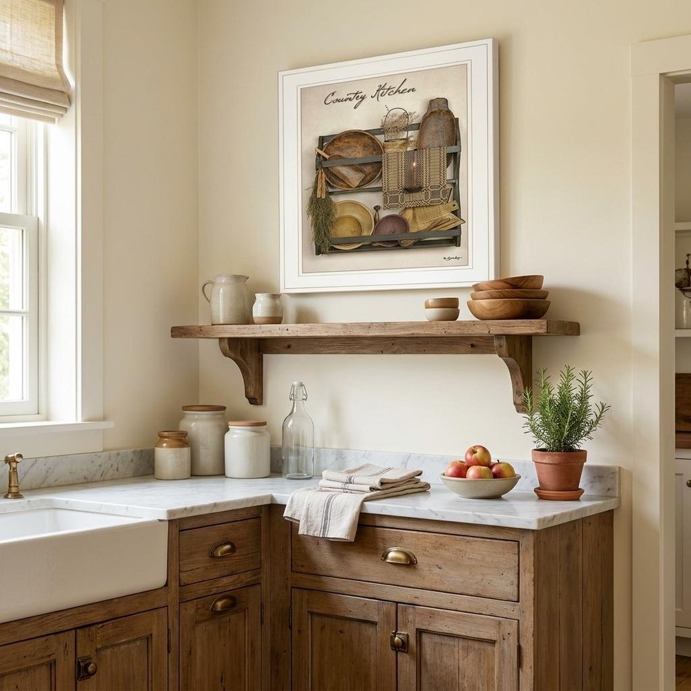 Country Kitchen 12 White Framed Print Kitchen Wall Art