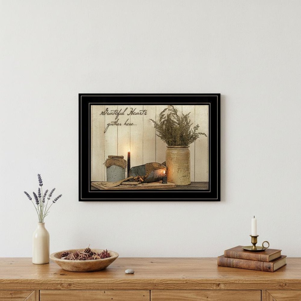 Grateful Hearts 2 Black Framed Print Kitchen Wall Art