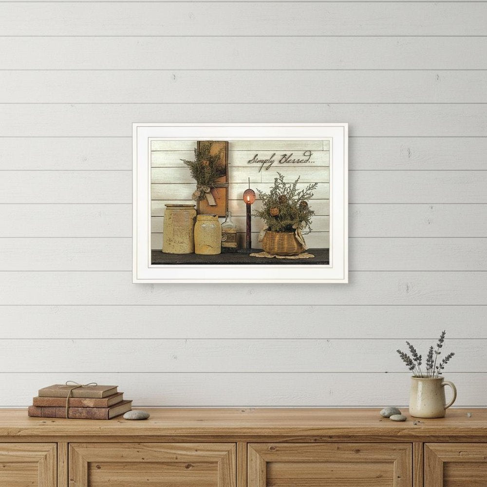 Simply Blessed 1 White Framed Print Kitchen Wall Art