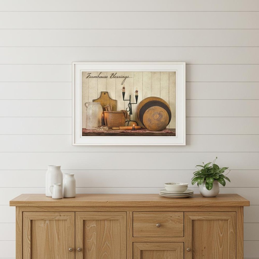 Farmhouse Blessings 2 White Framed Print Kitchen Wall Art