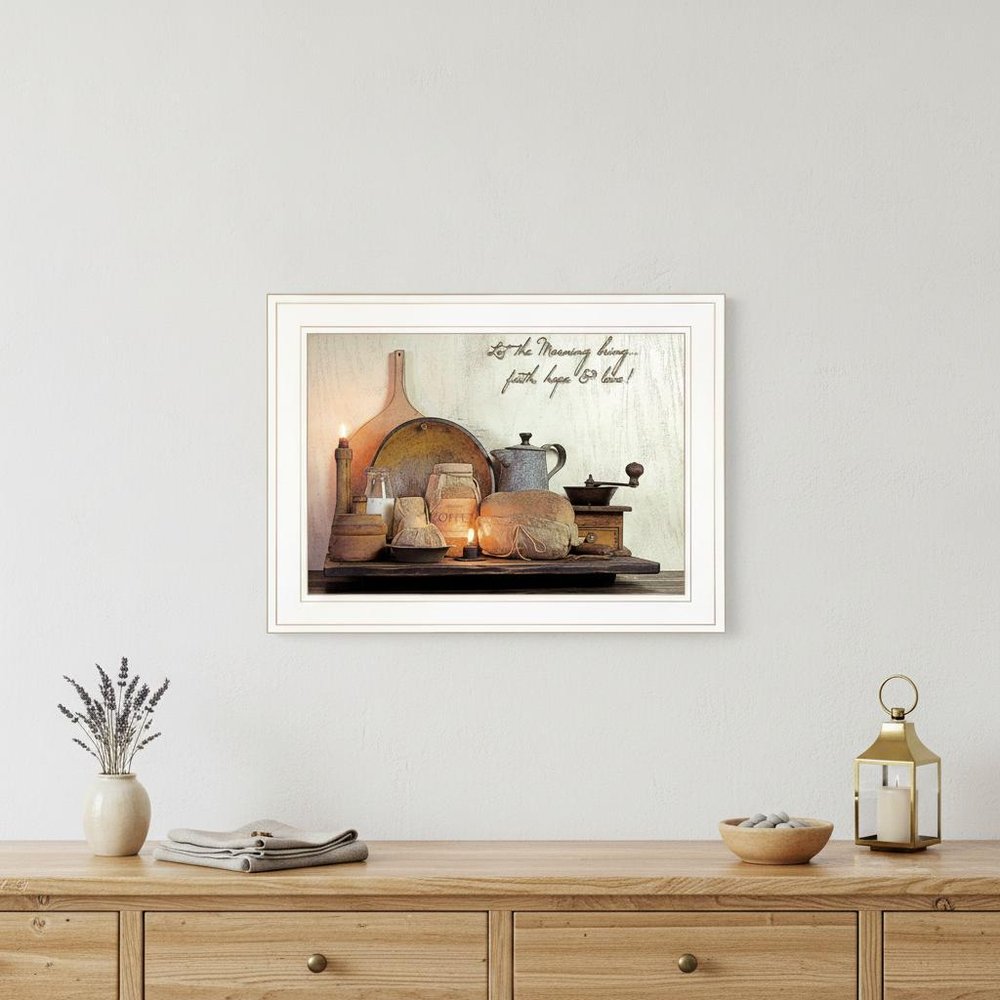Faith Hope and Love 1 White Framed Print Kitchen Wall Art
