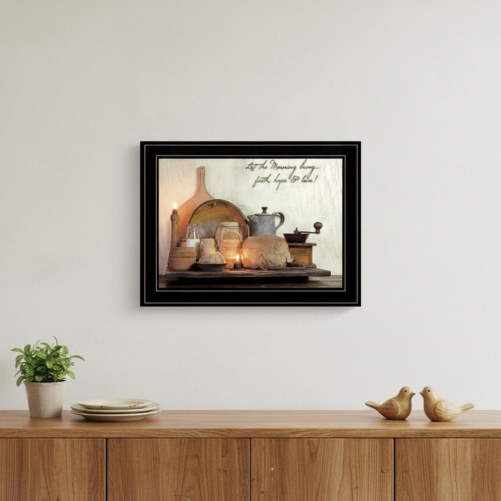 Faith Hope and Love 2 Black Framed Print Kitchen Wall Art