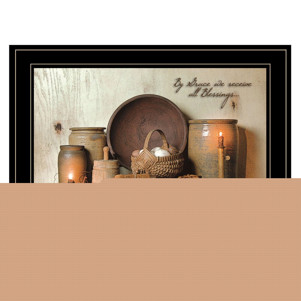 By Grace 3 Black Framed Print Kitchen Wall Art