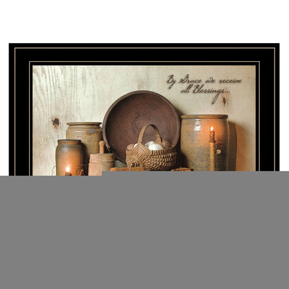 By Grace 3 Black Framed Print Kitchen Wall Art