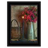 Basket and Blossoms Black Framed Print Wall Art