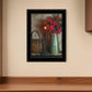 Basket and Blossoms Black Framed Print Wall Art