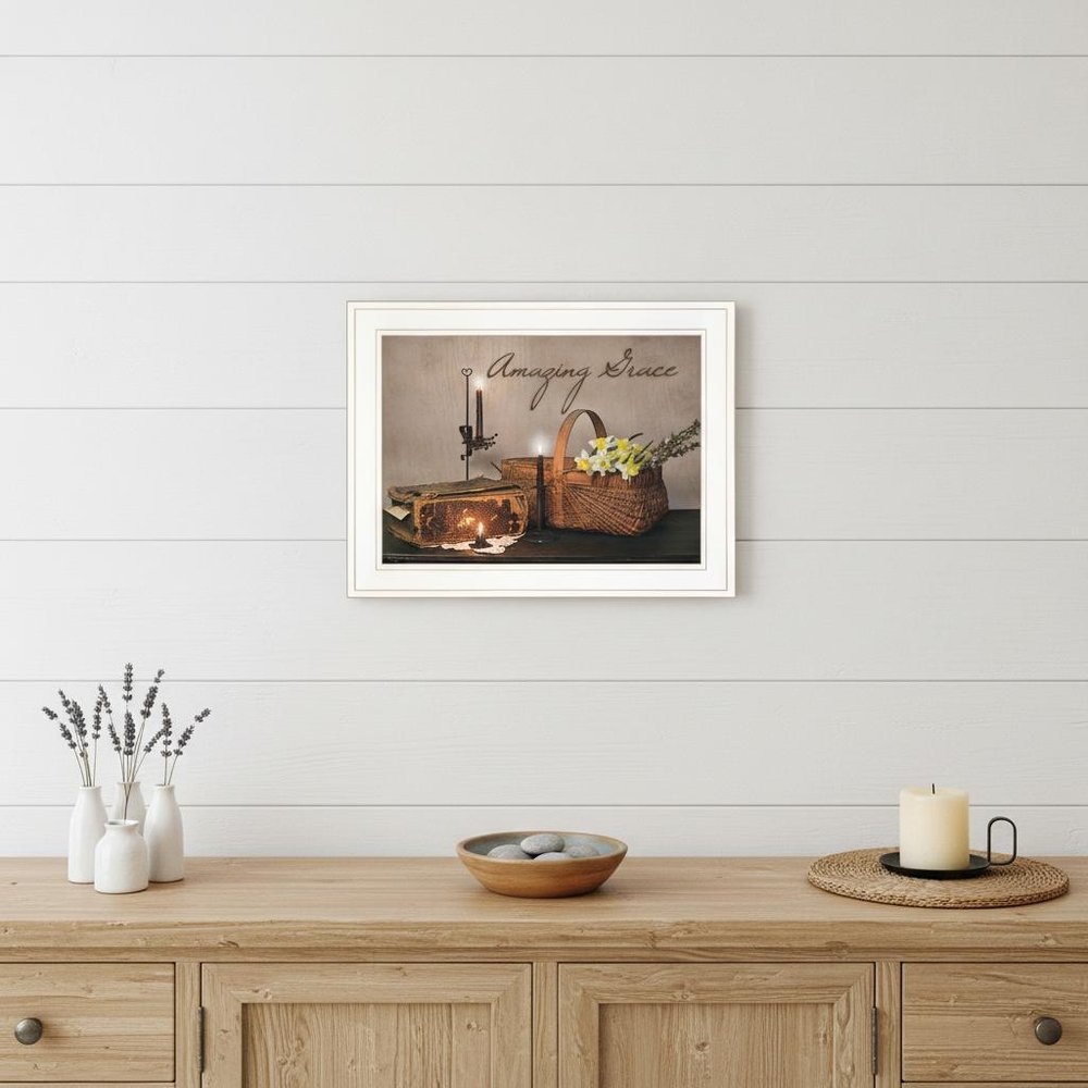 Amazing Grace White Framed Print Kitchen Wall Art