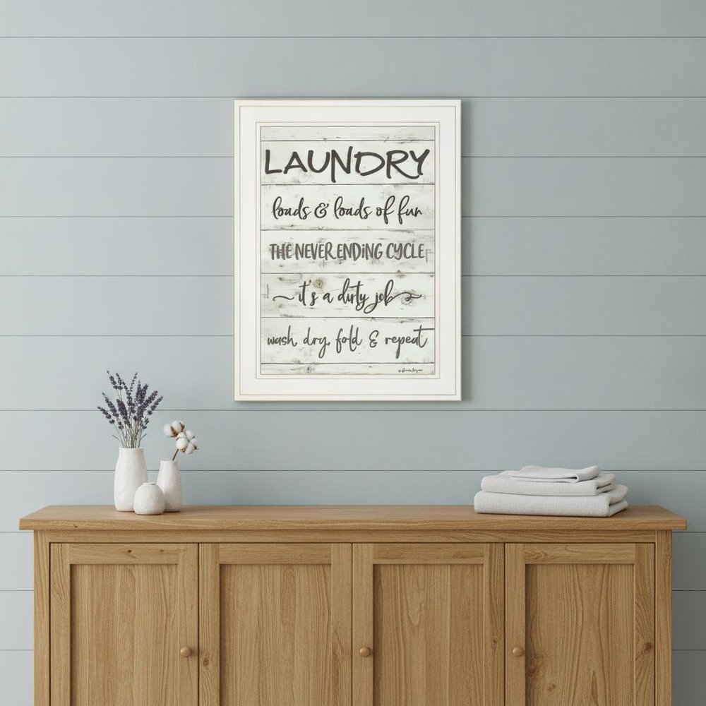 Laundry 1 White Framed Print Bathroom Wall Art