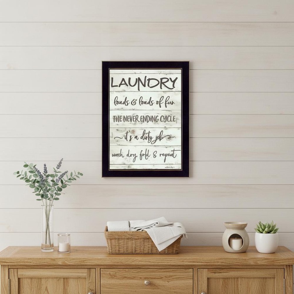Laundry 3 Black Framed Print Bathroom Wall Art