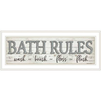 Bath Rules 1 White Framed Print Bathroom Wall Art