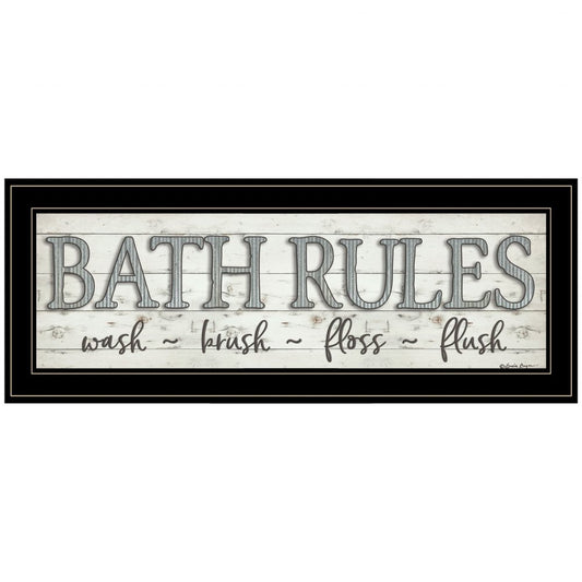 Bath Rules 2 Black Framed Print Bathroom Wall Art