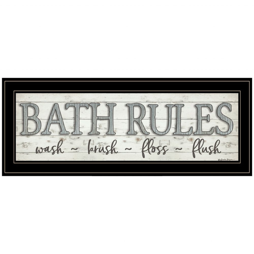Bath Rules 2 Black Framed Print Bathroom Wall Art