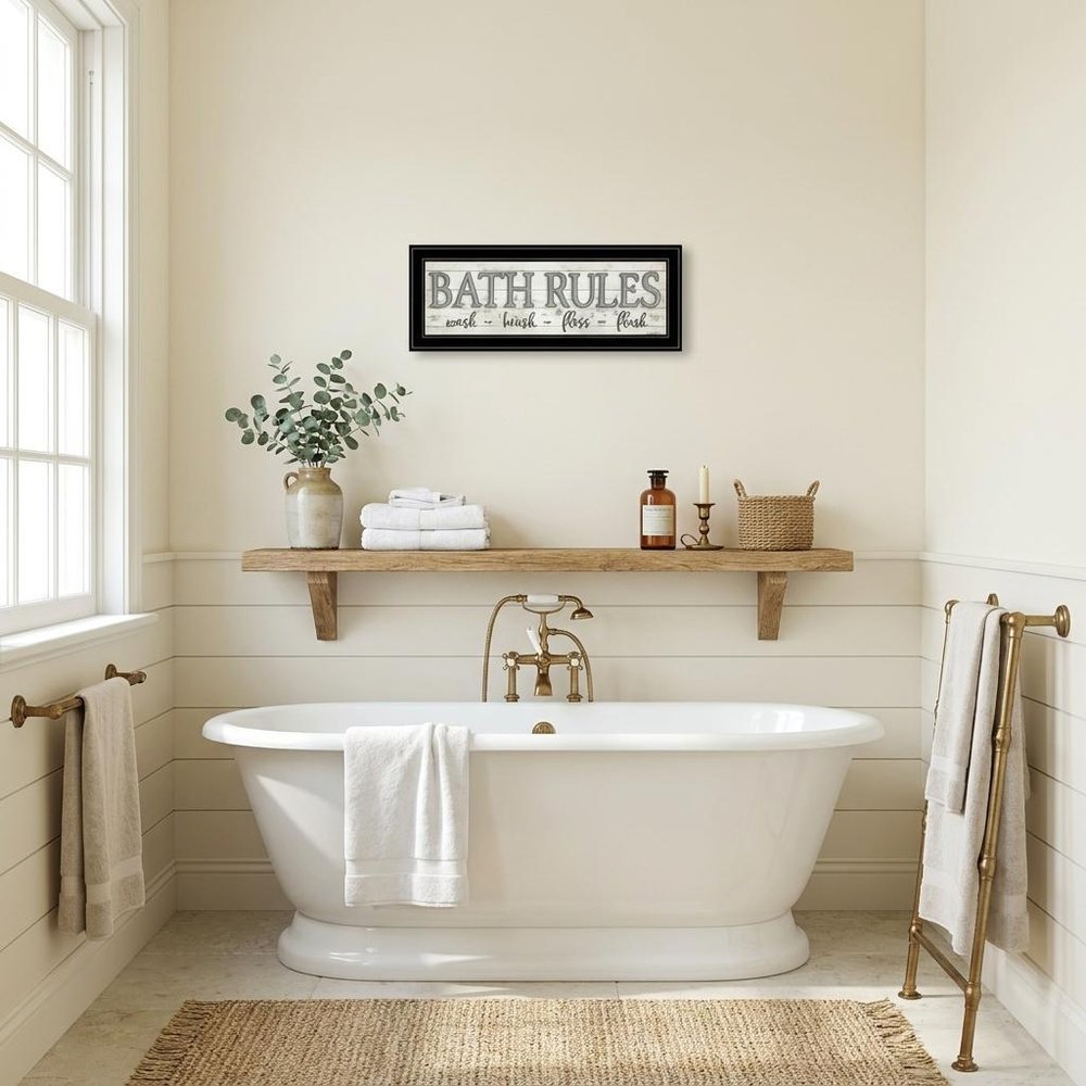 Bath Rules 2 Black Framed Print Bathroom Wall Art