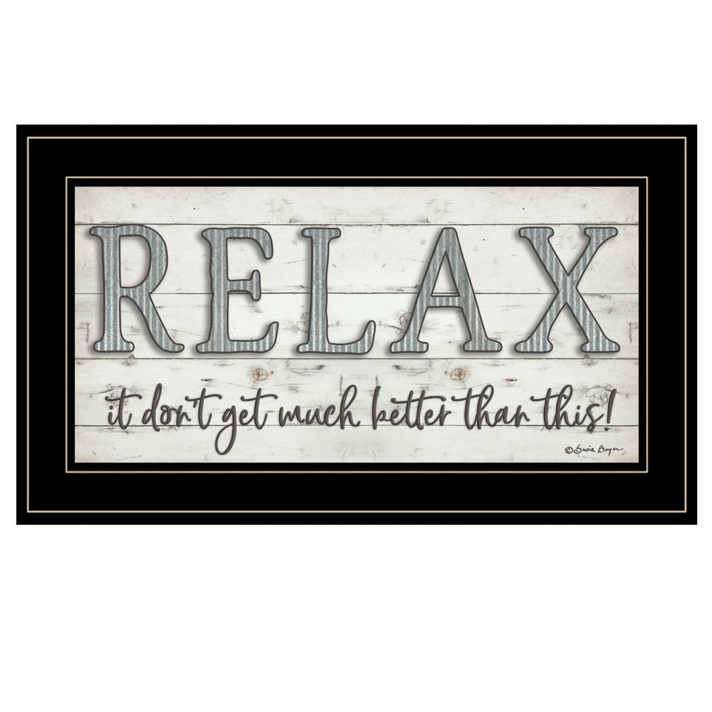 Relax 4 Black Framed Print Bathroom Wall Art
