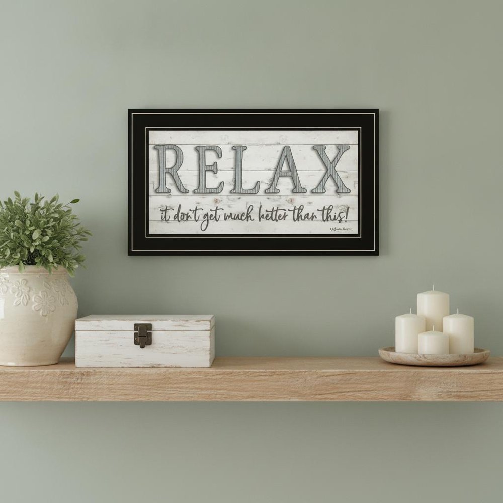 Relax 4 Black Framed Print Bathroom Wall Art