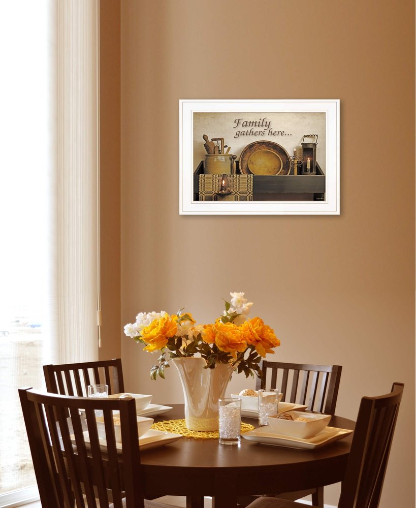 Family Gather Here 2 White Framed Print Kitchen Wall Art