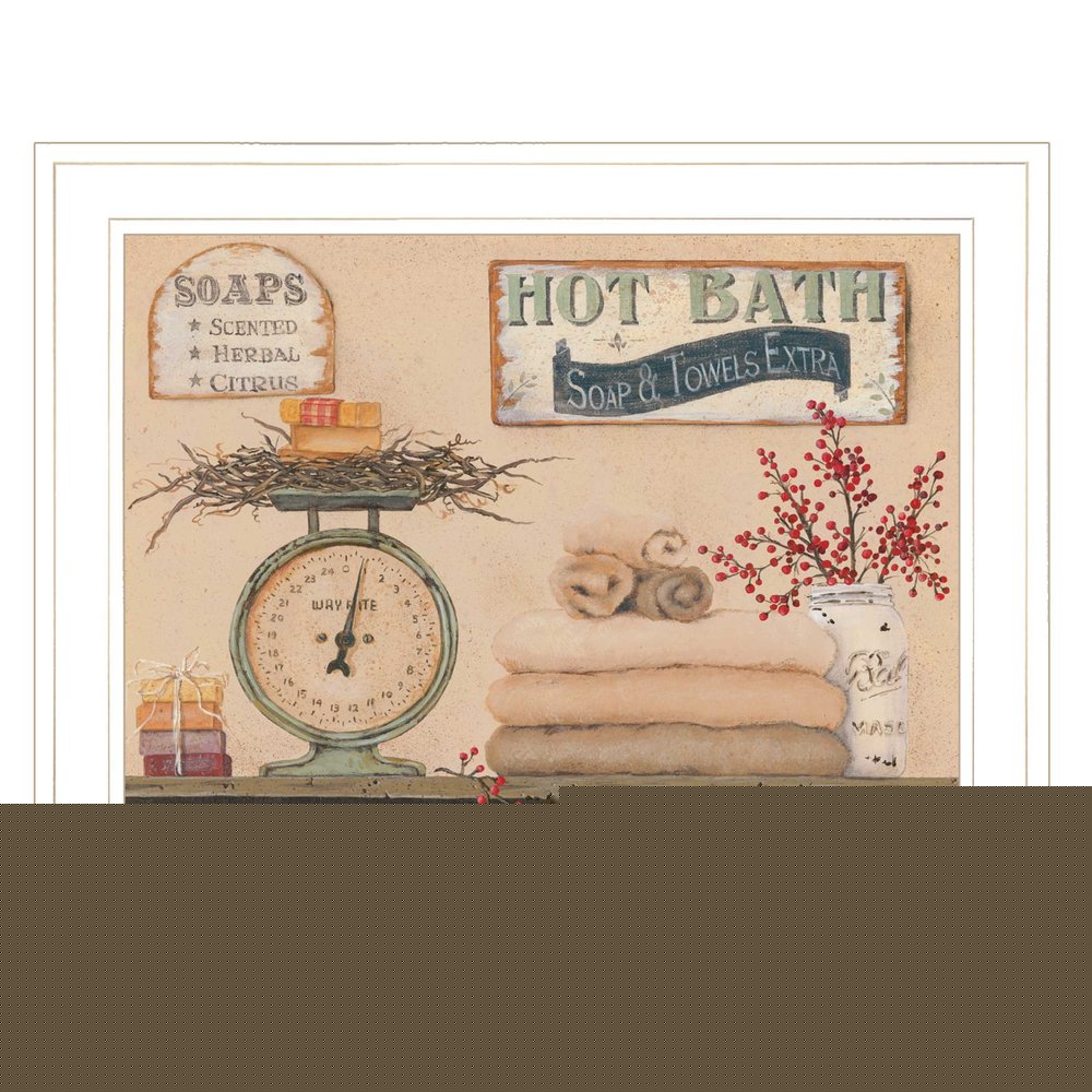 Hot Bath 16 White Framed Print Bathroom Wall Art