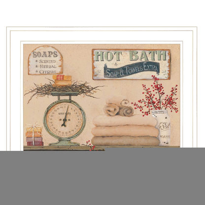 Hot Bath 16 White Framed Print Bathroom Wall Art