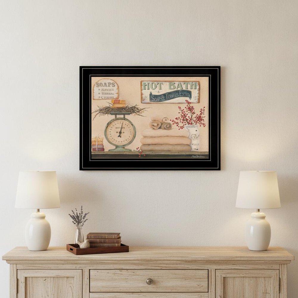 Hot Bath 17 Black Framed Print Bathroom Wall Art