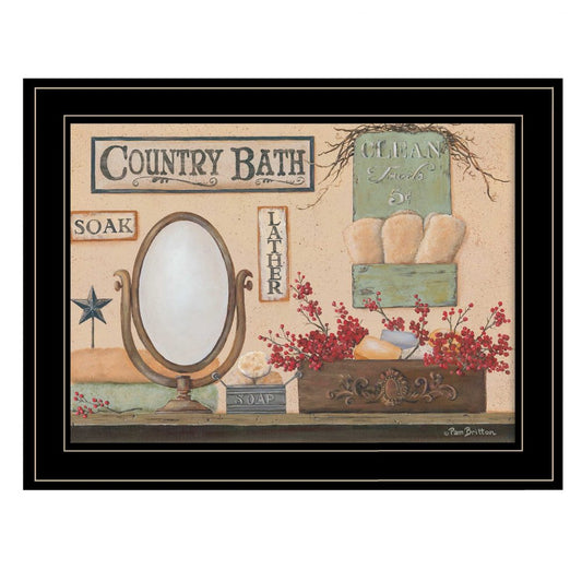 Country Bath 12 Black Framed Print Bathroom Wall Art