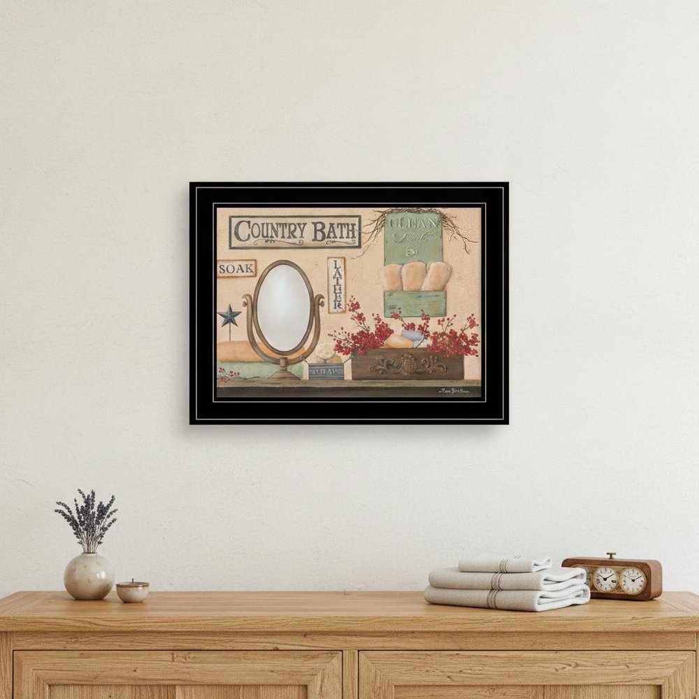 Country Bath 12 Black Framed Print Bathroom Wall Art